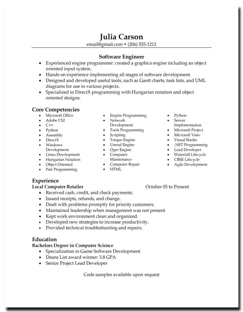 Real Video Game Developer Resume Examples